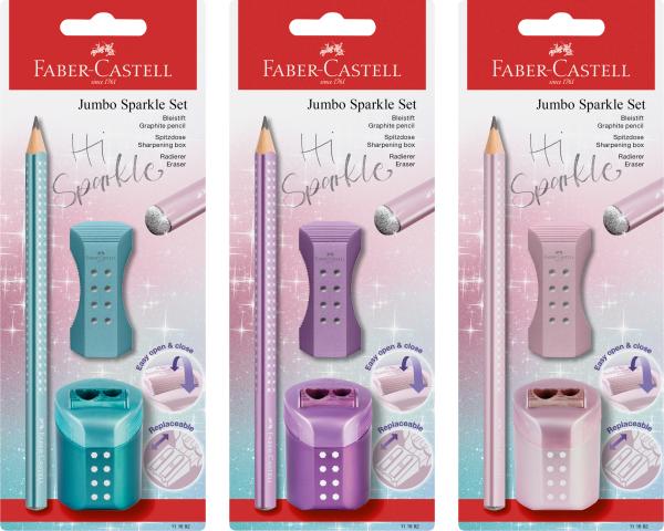 Faber-castell bleistift b/radierer/spitzer 111682 jumbo sparkle set sortiert - Faber-castell-111682-4005401116820