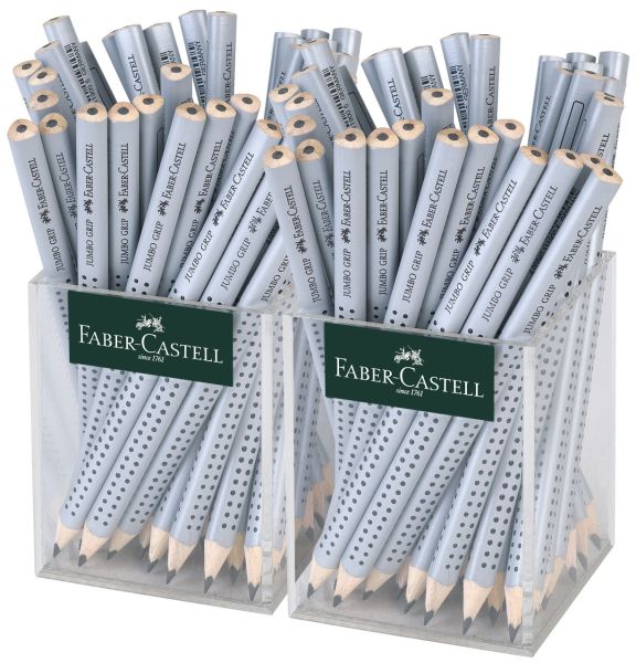 Faber-castell bleistifte grip jumbo 4mm/hb 111965 köcher, silber 72 stück - Faber-castell-111965-4005401119654