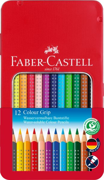 Faber-castell farbstifte colour grip 112413 12 farben metalletui - Faber-castell-112413-4005401124139