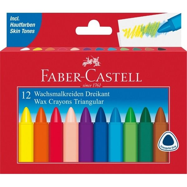 Faber-castell wachskreide dreikant 120010 12 stück, mehrfarbig - Faber-castell-120010-4005401200109
