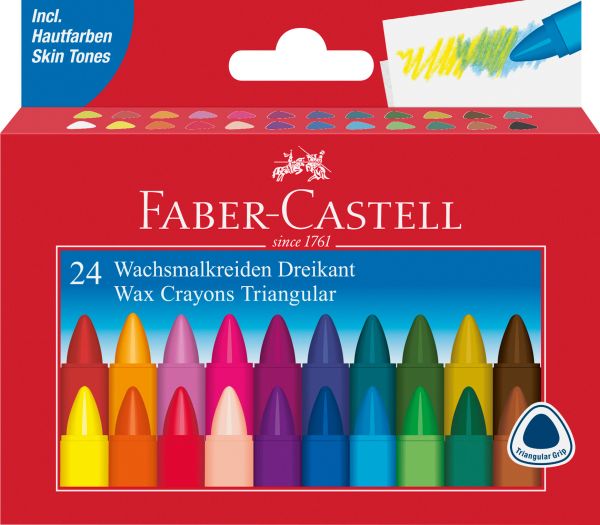 Faber-castell wachskreide dreikant 120024 24 stück, mehrfarbig - Faber-castell-120024-4005401200246