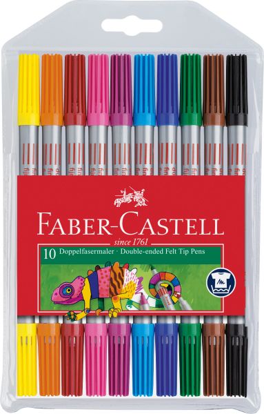 Faber-castell doppelfasermaler 1/3-5mm 151110 10 farben, etui - Faber-castell-151110-4005401511106