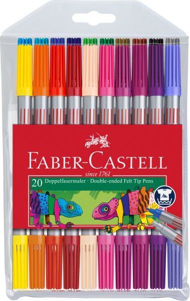 Faber-castell doppelfasermaler 1/3-5mm 151119 20 farben, etui - Faber-castell-151119-4005401511199