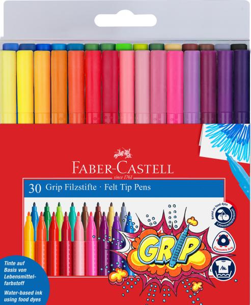 Faber-castell filzstift grip colours 3mm 155335 assortiert 30 stück - Faber-castell-155335-4005401553359
