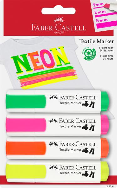 Faber-castell textilmarker 1.2-5mm 159591 multicolor 4 stück - Faber-castell-159591-4005401595915