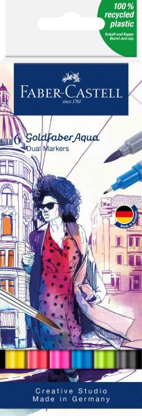 Faber-castell goldfaber dual marker 164606 6 couleurs, etui - Faber-castell-164606-4005401646068