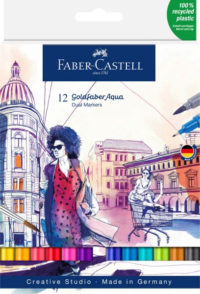 Faber-castell goldfaber dual marker 164612 12 couleurs, etui - Faber-castell-164612-4005401646129
