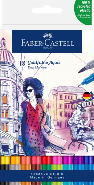 Faber-castell goldfaber dual marker 164618 18 couleurs, etui - Faber-castell-164618-4005401646181