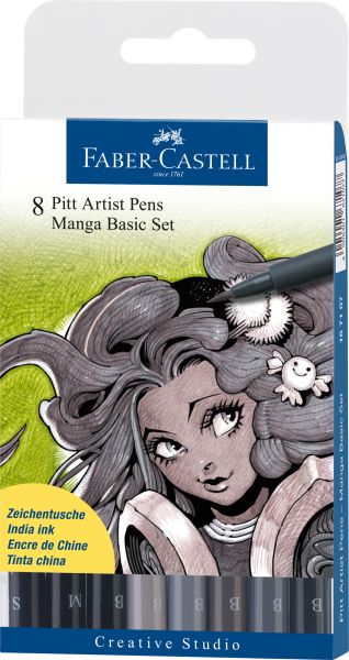 Faber-castell pitt artist pen manga basic 167107 grau 8 stück - Faber-castell-167107-4005401671077