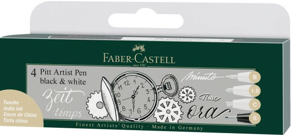 Faber-castell pitt artist pen 167151 black & white 4 stück - Faber-castell-167151-4005401671510