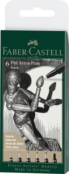 Faber-castell artist pen tuschestift 167154 schwarz 6 stk. - Faber-castell-167154-4005401671541