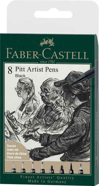 Faber-castell artist pen tuschestift 167158 schwarz 8 stk. - Faber-castell-167158-4005401671589