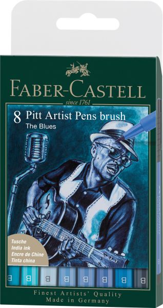 Faber-castell artist pen tuschestift 167173 blues 8 stk. - Faber-castell-167173-4005401671732