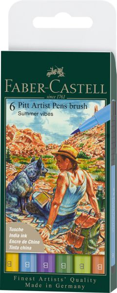 Faber-castell artist pen tuschestift 167178 summer vibes 6 stk. - Faber-castell-167178-4005401671787