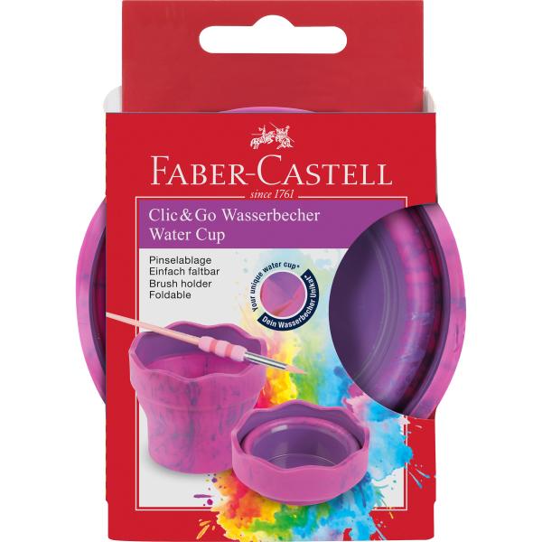 Faber-castell wasserbecher clic&go 181527 pink, für pinsel - Faber-castell-181527-4005401815273