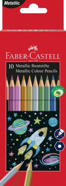 Faber-castell classic colour hexagonal 201583 metallic, 10er-kartonetui - Faber-castell-201583-4005402015832