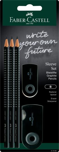 Faber-castell bleistift b/radierer/spitzer 217059 sleeve set schwarz - Faber-castell-217059-4005402170593