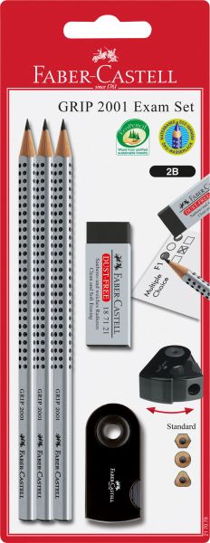 Faber-castell bleistift grip 2001 217079 silber/schwarz 3 stück - Faber-castell-217079-4005402170791