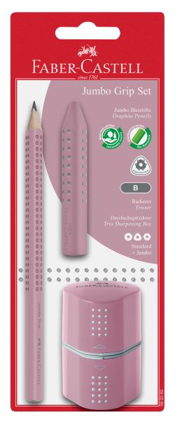 Faber-castell bleistift b/radierer/spitzer 580082 jumbo grip set rose shadows - Faber-castell-580082-4005405800824