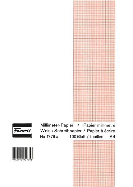 Favorit block a4 1778 a weiss, 80g 100 blatt - Favorit-1778-a-7612149003755