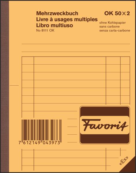 Favorit mehrzweckbuch d/f/i a6 8111ok blau/weiss 50x2 blatt - Favorit-8111ok-7612149043973