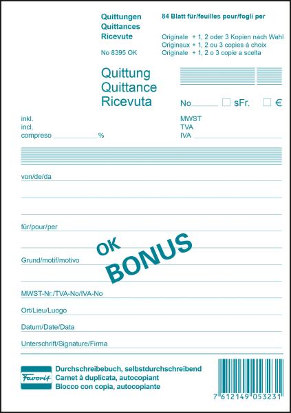 Favorit quittungen d/f/i a5 8395ok weiss 84 blatt - Favorit-8395ok-7612149053231