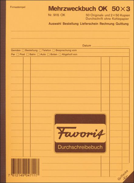 Favorit mehrzweckbuch d a5 9115 ok blau/blau/weiss 50x3 blatt - Favorit-9115-ok-7612149047117