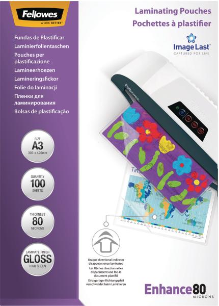 Fellowes laminiertasche a3 5306207 glanz, 80my 100 stk - Fellowes-5306207-0077511530623