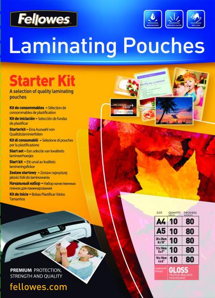 Fellowes laminier starter kit 5328102 80my, 50 stück - Fellowes-5328102-0043859578535