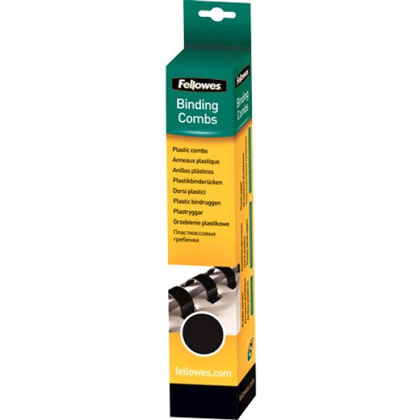 Fellowes plastikbinderücken 12mm a4 5331502 schwarz, rund 25 stück - Fellowes-5331502-0077511533150