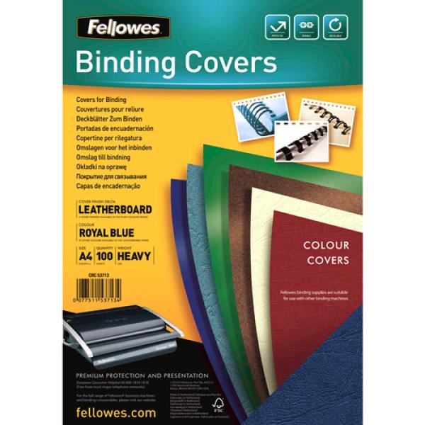 Fellowes lederstruktur cover a4 5371305 blau 100 stück - Fellowes-5371305-0077511537134