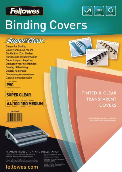 Fellowes deckblatt 150mic a4 5376001 transparent 100 stück - Fellowes-5376001-0077511537608