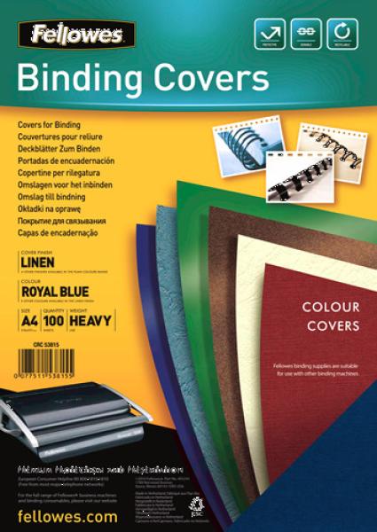 Fellowes leinenstruktur cover a4 5381502 blau 100 stück - Fellowes-5381502-0077511538155