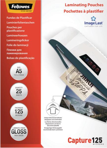 Fellowes laminiertasche a5 5396101 glanz, 125my 25 stk - Fellowes-5396101-0077511539619