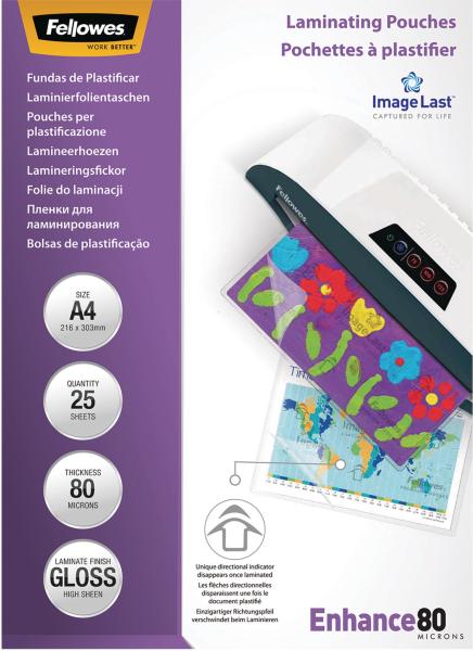 Fellowes laminiertasche a4 5396205 glanz, 80my 25 stk - Fellowes-5396205-0077511539626