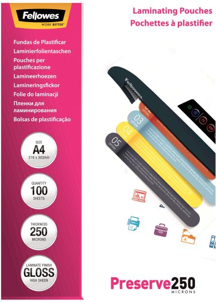 Fellowes laminiertasche a4 5401802 glanz, 250my 100 stk - Fellowes-5401802-0077511540189