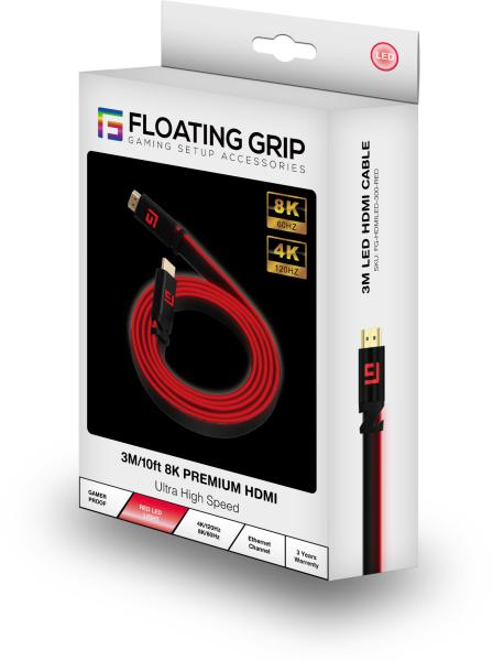 Float grip high-speed led hdmi cable fg-hdmiled-300-red 3m, v2.1 red - Float-grip-fg-hdmiled-300-red-5713474051038-05.jpg