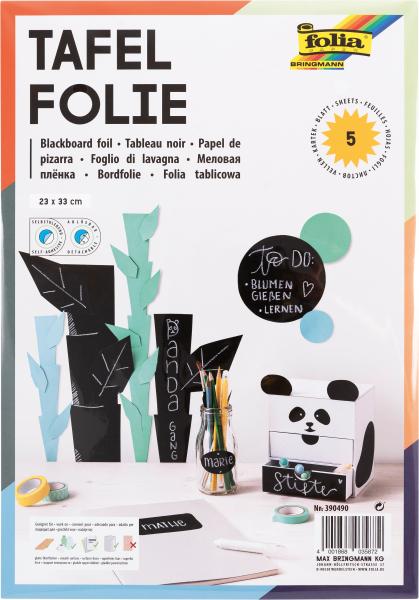 Folia tafelfolie 135my 5 blatt 390490 schwarz, selbstklebend 5 stück - Folia-390490-4001868035872