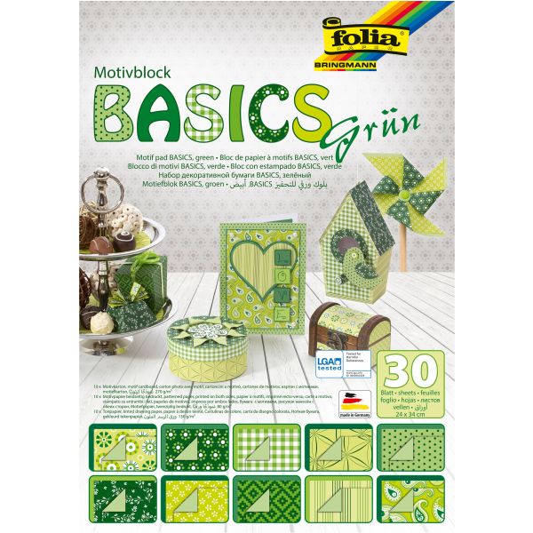 Folia motivblock basic 46549 grün, 30 blatt - Folia-46549-4001868040043