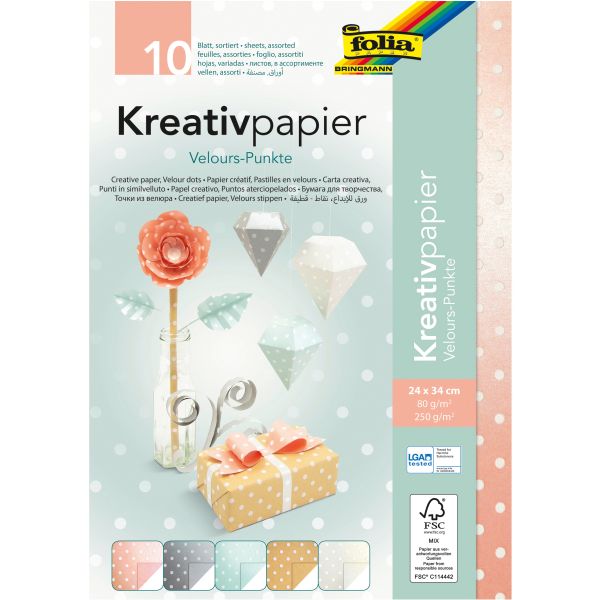 Folia kreativpapier 51349 velourspunkte - Folia-51349-4001868108170