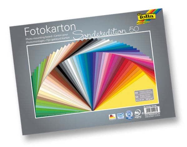 Folia fotokarton 25x35cm 6125/50 99 300g, ass. - Folia-6125-50-99-4001868049275