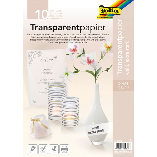 Folia transparentpapier 87400 unifarbig weiss - Folia-87400-4001868018936
