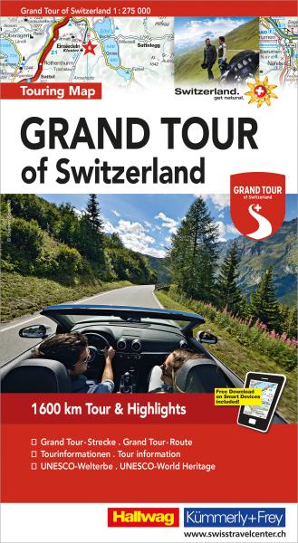 Hallwag touring map strassenkarte 382830832 k&f grand tour of ch - Hallwag-382830832-9783828308329