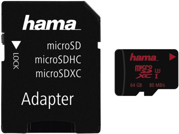 Hama microsdxc 64gb uhs speed 123982 class 3 uhs-i 80mb/s, adapter - Hama-123982-4047443246868