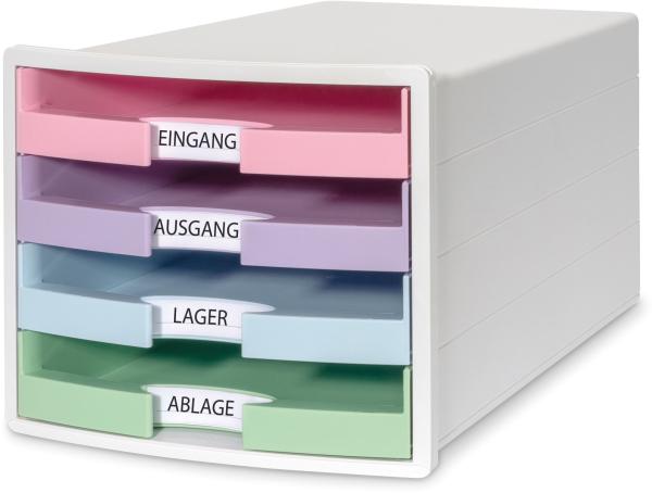 Han schubladenbox impuls a4/c4 1013-129 weiss/pastell, 4 schubladen - Han-1013-129-4012473120129