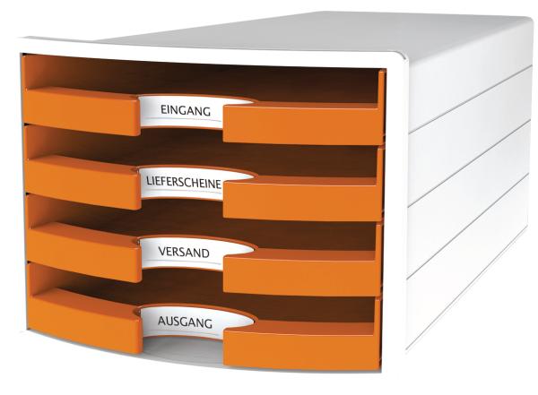 Han schubladenbox impuls a4/c4 1013-51 orange 4 schubladen - Han-1013-51-4012473101869