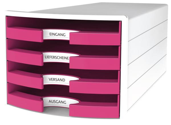 Han schubladenbox impuls a4/c4 1013-56 pink 4 schubladen - Han-1013-56-4012473101883