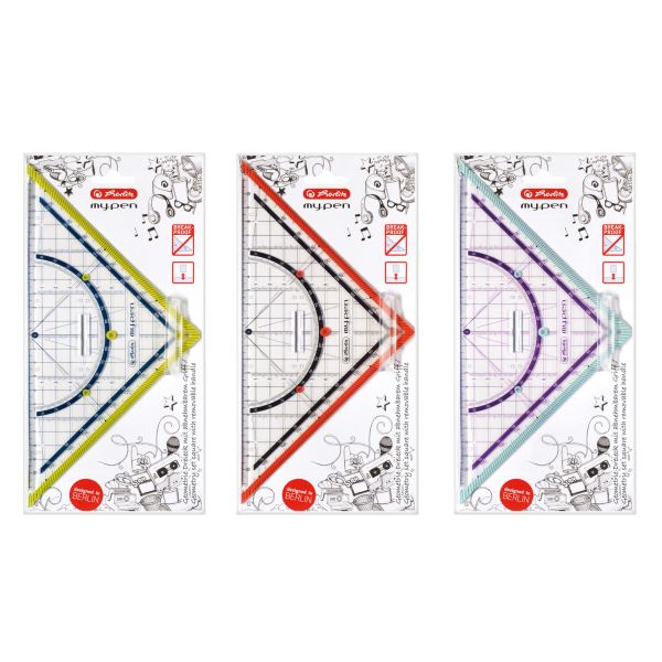 Herlitz geometriedreieck my.pen 22cm 11367976 farben ass. griff abnehmbar - Herlitz-11367976-4008110499550