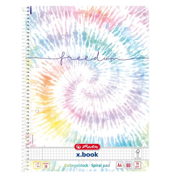Herlitz spiralblock a4, 70 g/m2 50044115 new batik freedom kariert 5mm - Herlitz-50044115-4008110364360