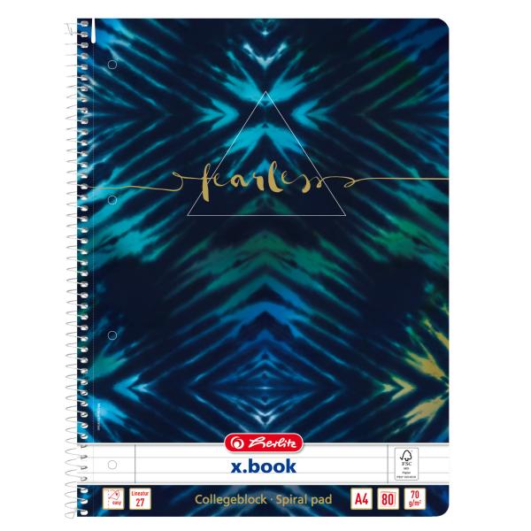 Herlitz spiralblock a4, 70 g/m2 50044160 new batik fearless liniert 9mm - Herlitz-50044160-4008110365251